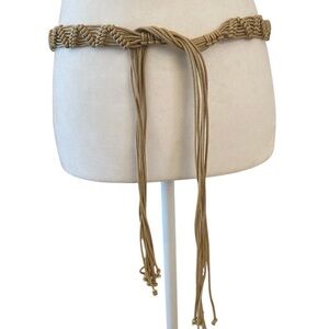 Vintage 1970s Boho Macrame Woven Brown Belt